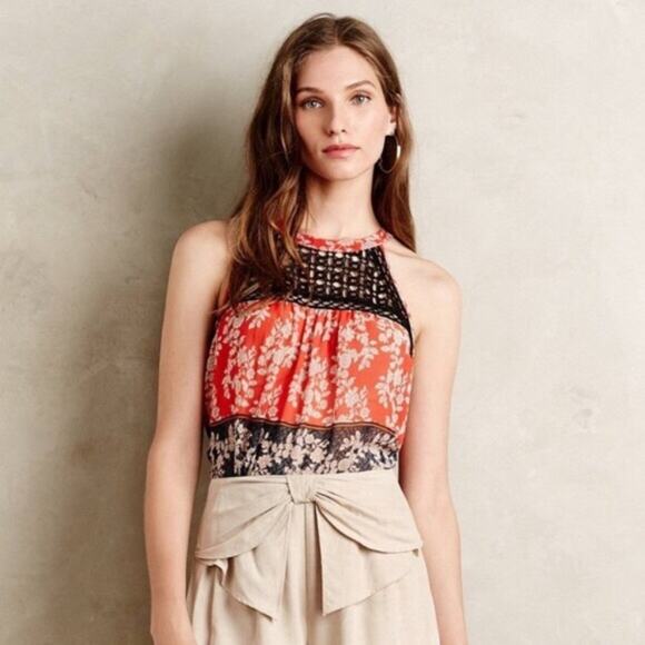 ANTHROPOLOGIE | MEADOW RUE Annora Red & Black Floral Tank Top, S - Picture 12 of 12